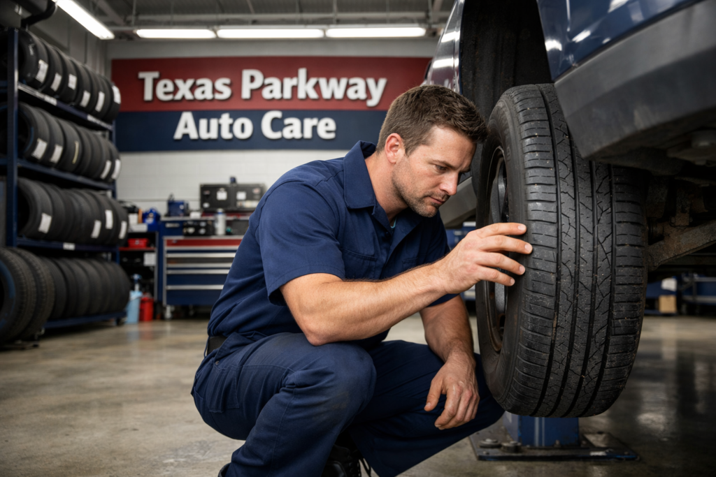 Tire replacement service at Texas Parkway Auto Care tire shop Stafford TX