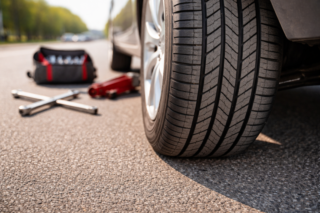 Technician checking car tires to extend their life at Texas Parkway Auto Care in Stafford TX